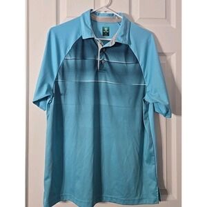 Pro Tour Cool Play Golf Polo Shirt Teal Stripes Size Medium